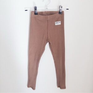 Unisex Kids Ribbed Leggings - Tan